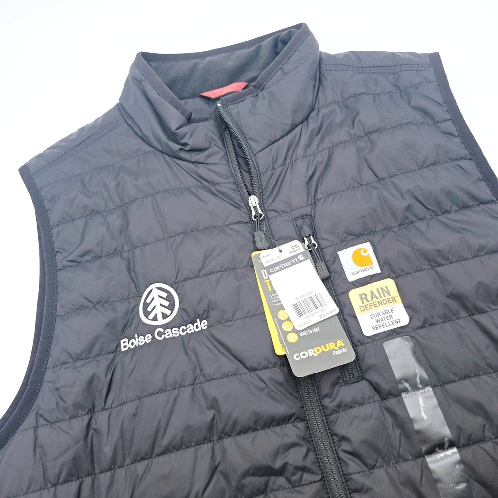 Carhartt Gilliam Vest Mens 2XL Black Rain Defender Cordura Quilted Puffer 102286